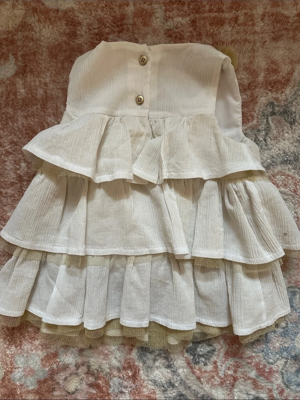 First Impressions white and gold dress in size 24 months